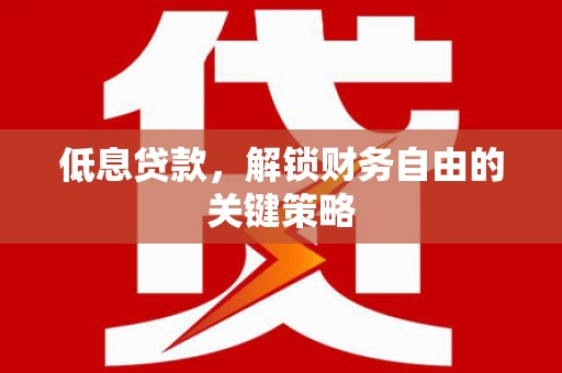 鸡东低息贷款，解锁财务自由的关键策略