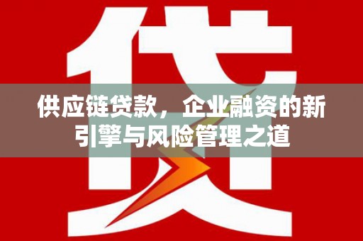 鸡东供应链贷款，企业融资的新引擎与风险管理之道
