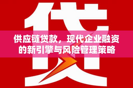 鸡东供应链贷款，现代企业融资的新引擎与风险管理策略