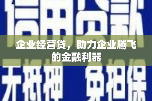 鸡东企业经营贷，助力企业腾飞的金融利器