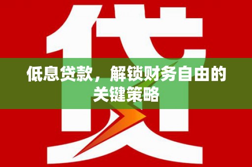 鸡东低息贷款，解锁财务自由的关键策略