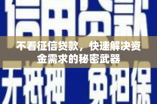 鸡东不看征信贷款，快速解决资金需求的秘密武器
