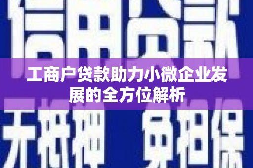 鸡东工商户贷款助力小微企业发展的全方位解析
