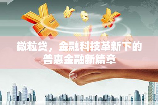 鸡东微粒贷，金融科技革新下的普惠金融新篇章